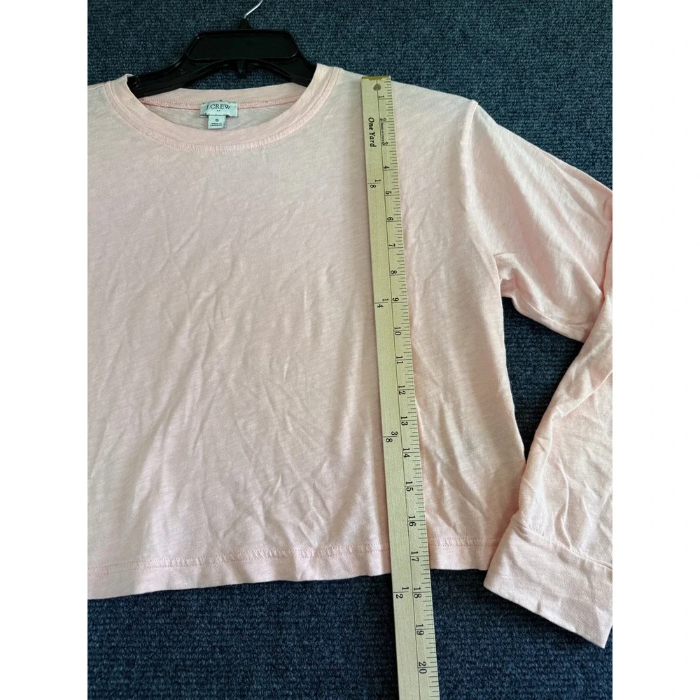 J.Crew‎ Slub Cotton Long Sleeve Crop T-Shirt Womens Small Pink Excellent CC829